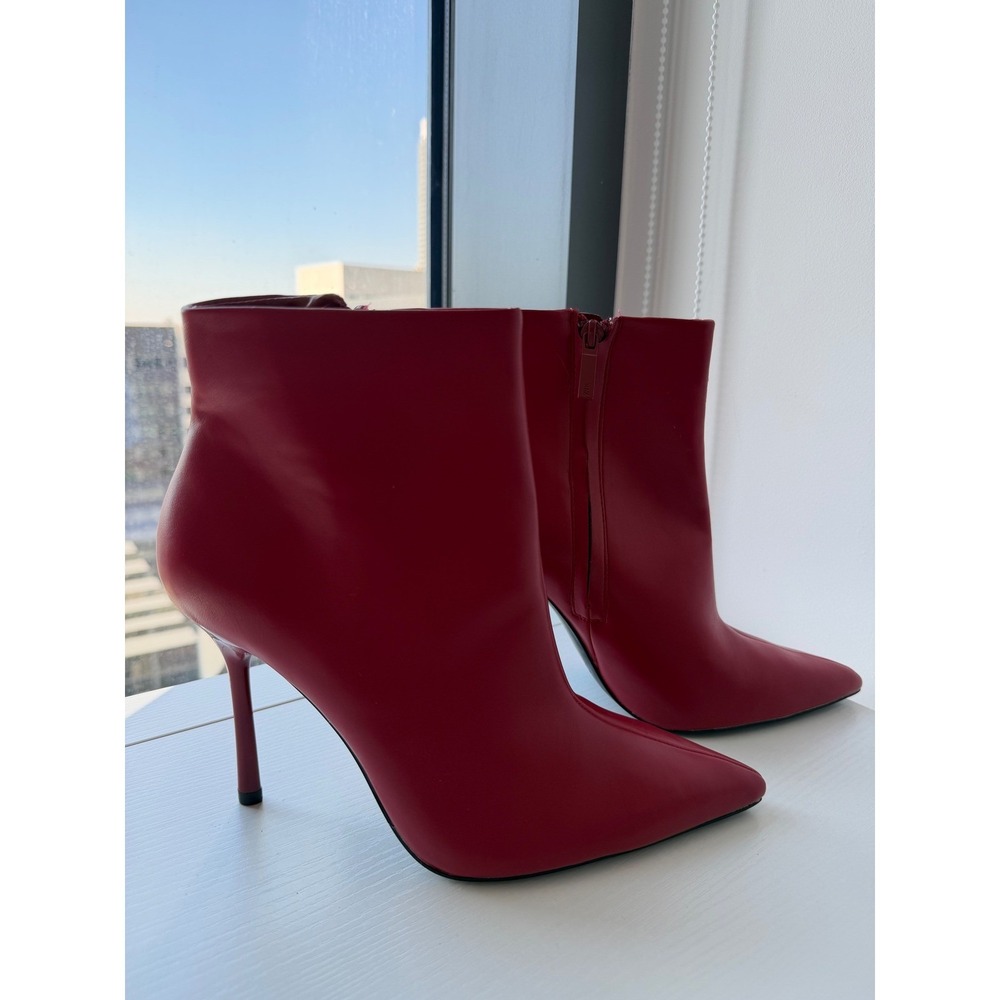 ZARA Red Pointed Toe Stiletto Heel Ankle Boots Size US 8 EUR 39 NWT